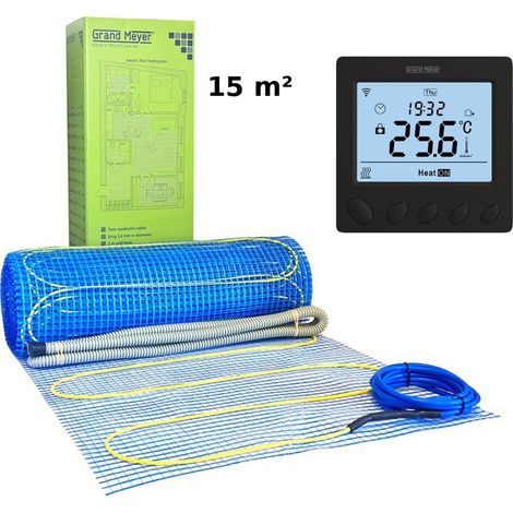 Kit chauffage au sol 15 m², 170 W/m² + W390 thermostat Wi-Fi programmable