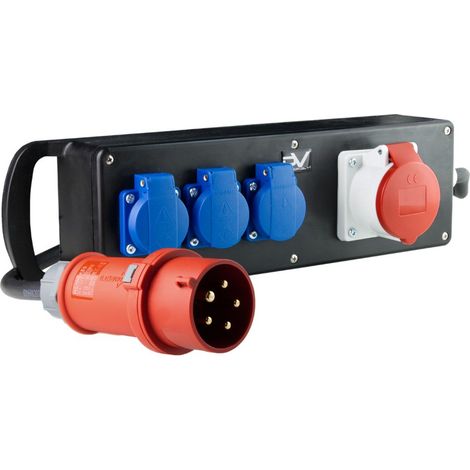 Répartiteur en caoutchouc Barrette en caoutchouc 1x16 A 3x230 V Fiche 16 A 400 V DV-2568-RB (1/2)