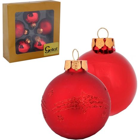 Set mit 5 Glaskugeln, 6 cm, rot (1/5)