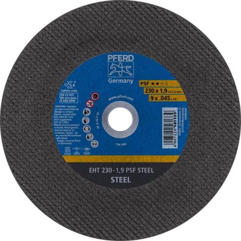 Disco de corte PSF STEEL D230x1,9 mm recto acero taladrado 22,23 mm PFERD (por 25)