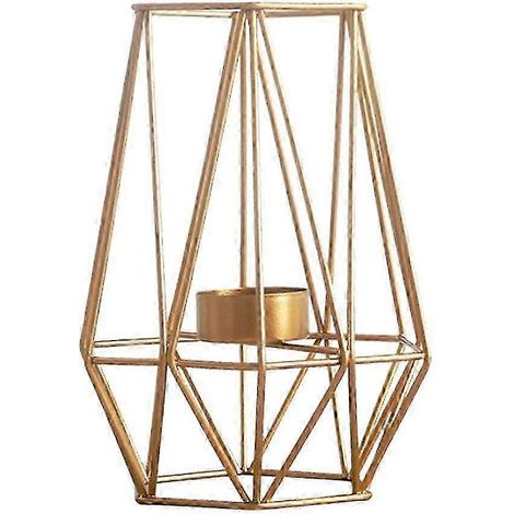Bougeoir géométrique 3D en fer pour bougie chauffe-plat-Gold L (1/5)