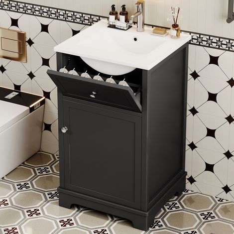 Lavabo en et table de toilette armoire mdf réglable noir taille 87cm avec couleur pour style (1/5)