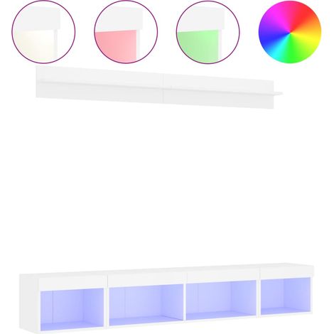 Maison Exclusive - 5-tlg. Wohnwand mit LED-Beleuchtung Weiß Holzw