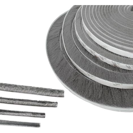 Door Brush Seal, 1m (L) x 9mm (W) x 23mm (D), Grey, Soundproof Door and Window Seal, Adhesive Brush Seal MUMU