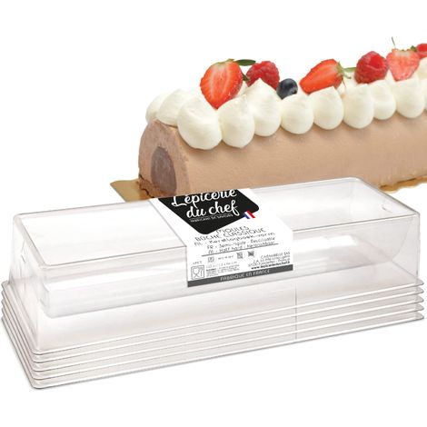 5 Moules à Bûche de Noël - Gouttières de Bûche 33 cm pour 10 à 12 Personnes - Moules Dessert de Noël - Plastique Semi-Rigide Transparent - EDC9465 (1/5)