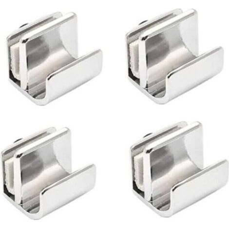 Un ensemble de 4 poignées de porte en verre en alliage de zinc, sans perçage, adaptées aux armoires, penderies et tiroirs, d'une épaisseur de 3 à 5 mm. (1/4)