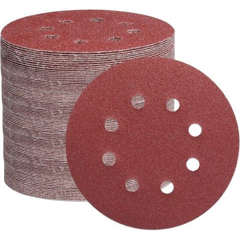 Ulisem105PCS Disco de lijado de 125 mm, discos de lijado de papel abrasivo de 8 orificios, ideales para lijar/pulir con lijadora orbital aleatoria (grano 40/60/80/150/240/320/600) (1/4)
