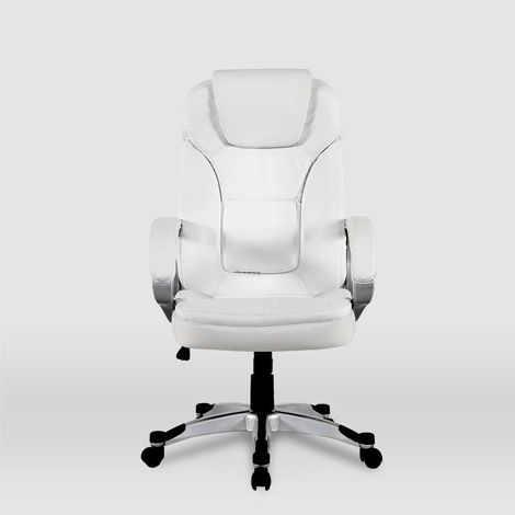 Silla de oficina Elisabeth en piel sintética blanca. Alto: 115.5/125.5cm Ancho: 64.5cm Fondo: 70.5cm. (1/5)