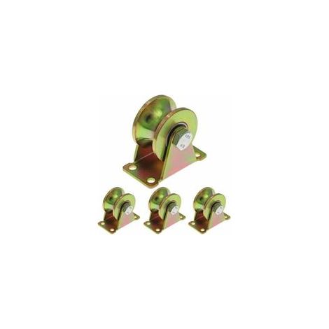 Lot de 4 roues pour portail coulissant 50mm – Acier galvanisé – Charge 300kg par roue – Pour portes lourdes et applications industrielles (1/5)
