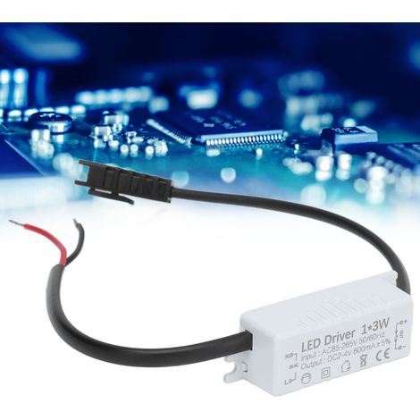 Driver LED à courant constant 600 mA, entrée AC85-265 V, sortie 2-4 V CC, connecteur de driver d'alimentation, transformateur pour lampe LED. (1/5)