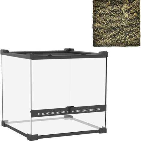 Terrario in vetro per rettili 30x30x30 cm con fondo rialzato impermeabile e serratura (1/3)