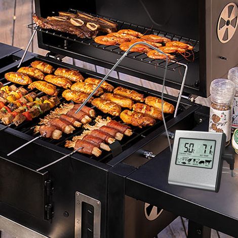 Digitales LCD-Lebensmittelthermometer, Fleischthermometer mit Sonde, für Backofen, Grill, Smoker, Barbecue, Küche, 7 voreingestellte Temperaturen und Timer. (1/5)