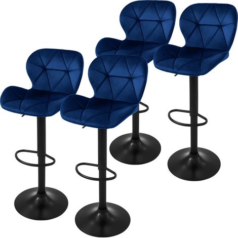 ML-Design Juego de 4x Taburetes de Bar Tapizados en Piel Sintética PU Azul Sillas con Respaldo Ergonómico y Reposapiés Asiento Cómodo de Mostrador Regulable en Altura 63-83cm y Giratorio 360° (1/5)