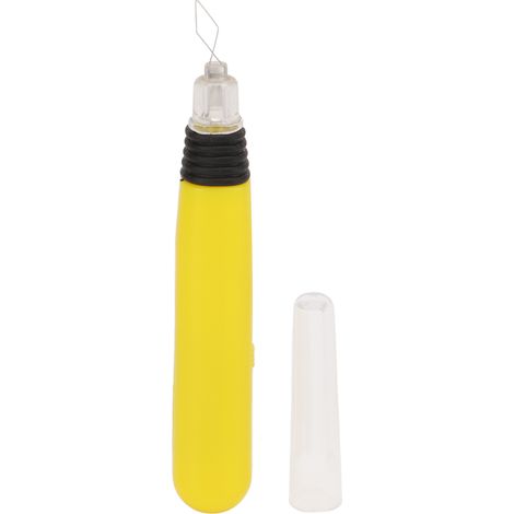 Enfile-aiguilles portable à LED, alimenté par piles, facile à prendre en main, outil d'enfilage de machine à coudre en plastique avec LED, jaune.