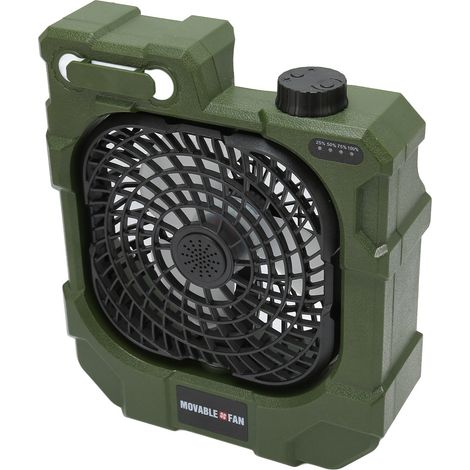 Ventilateur de camping rechargeable, portable et ultra-silencieux avec rotation à 270 degrés, port USB et éclairage LED pour une utilisation en extérieur. (1/5)
