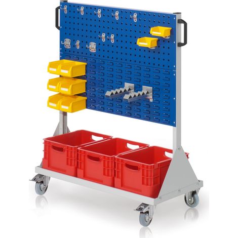 Kappes RasterMobil® mobiler Arbeitsplatzschrank Größe 3 1230x1000x500mm - 2x Lochplatte 2x Schlitzplatte - 29-teilig - enzianblau