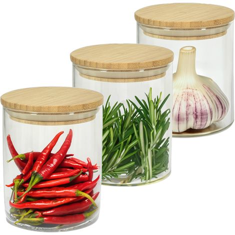 MAURY'S BARATTOLO CUCINA IN VETRO TAPPO ERMETICO LEGNO 10 X H 12 CM 3 PZ (1/2)
