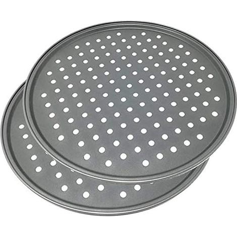 Poux de pizza de 12 pouces avec moule rond à trou (gris) 2 pièces (1/3)