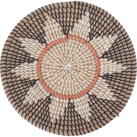 Runde, handgeflochtene Gras-Wanddekoration, 35 cm, für Wohnzimmer oder Küche (1/5)