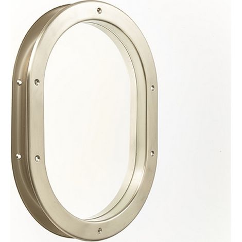 Mottez – Hublot de porte métal oblong nickelé mat 31x41cm – Verre trempé pour sécurité – Épaisseur 40mm pour portes – Installation simple (1/2)
