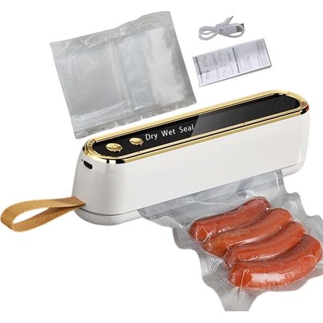 Machine à sceller sous vide - Portable - Sans fil - Design compact - Avec 10 sacs - Kit de conservation des aliments - Pour la maison, la cuisine, le stockage de bocaux à viande, conteneurs, mi (1/5)