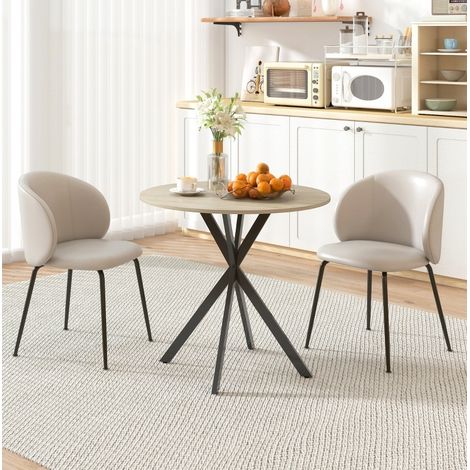 MEUBLIV Tisch Essbar rund Ø80 x H75 cm Dekor Eiche, Beine Stahl schwarz, 2 Personen (1/5)