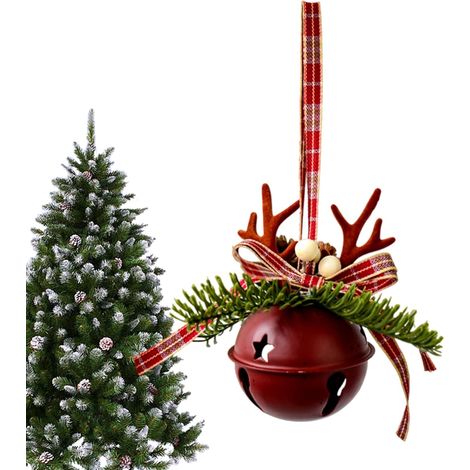 Charmantes cloches décoratives pour sapin de Noël Pendentif artisanal de Noël sur le thème du bois de cerf Décorations de cloches croustillantes pour portes, cloches d'arbre de Noël en bois de cer (1/5)