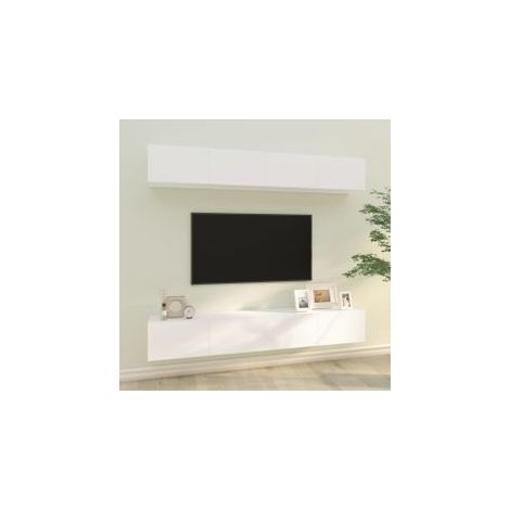Meubles TV muraux 4 pcs Blanc 100x30x30 (1/5)