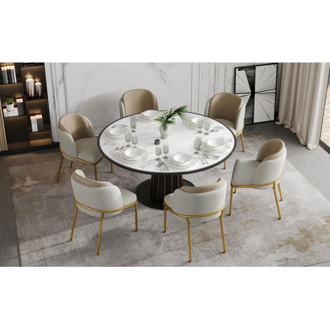 2 chaises de salle a manger modernes beige en PVC et bois, pieds reglables et structure stable,55×55×85cm (1/5)