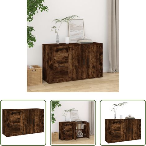 vidaXL Holzbeistelltisch - Sideboard Räuchereiche 100x33x59,5 cm Holzwerkstoff (1/5)