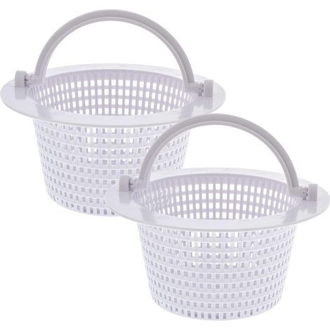 Panier rond pour skimmer de piscine hors sol, avec poignée pour Un Retrait Facile, Paquet de 2 - Diam 16 cm - Blanc (1/4)