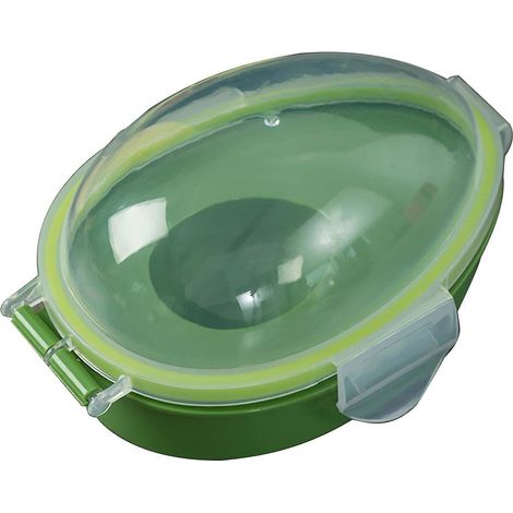 Boîte de conservation pour avocats avec fermeture hermétique et couvercle transparent à clip visible (1/5)