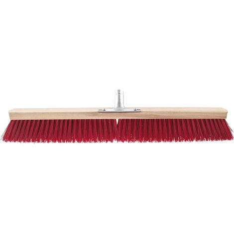 Masta Gehsteigbesen Elaston glatt, Straßenbesen Kehrbesen Reinigungsbesen + robust + Flachholz mit Metallstielhalter, Rot, 600 mm