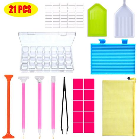 Kit d'outils pour peinture au diamant, boîte de rangement étanche, 2 plateaux de tri, stylos multi-pointes, accessoires de collage (1/2)
