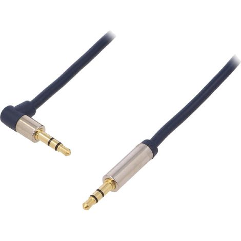 Cable Jack 3.5mm 3pin male Jack 3.5mm 3pin prise male angulaire 0.75m - Bleu Fonce