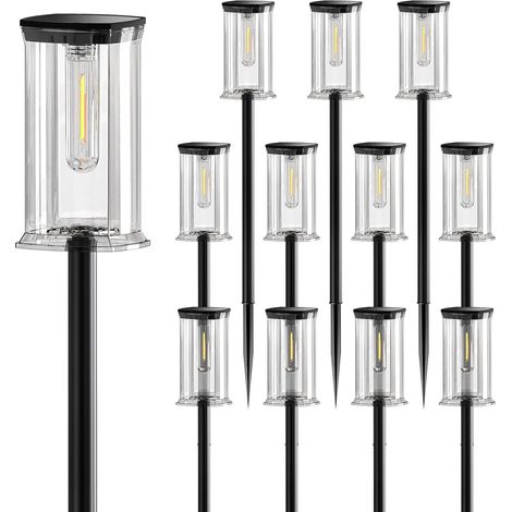 Lampe Solaire Exterieur Jardin, Lot de 12 Lumiere Solaire Exterieur, Étanche IP65 Lampes Solaires pour Terrasse Pelouse Cour Jardin Exterieur Decoration, Blanc Chaud (1/4)