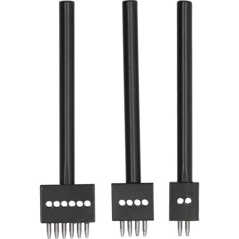 Outil perforé en cuir, dent noire, Durable, rapide et facile, Kits de bricolage artisanal 4mm 3 pièces