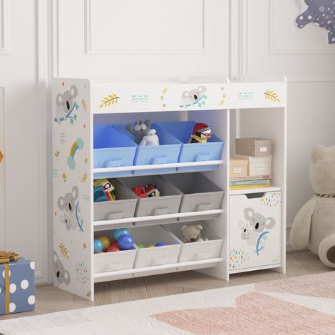 Scaffale per Cameretta Søndreland con 9 Scatole Pieghevoli 80x90x30 cm Design Koala [en.casa]