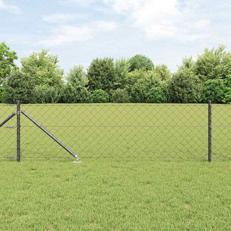 Zaunpfosten Grau 10 x 0,8 m (60 x 60 mm Maschen) Stahl und PVC