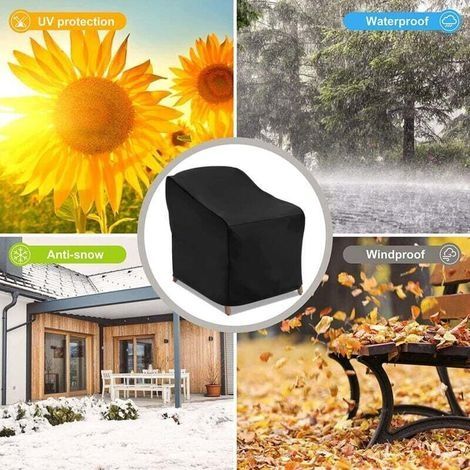 Schutzhülle für Gartensessel Outdoor, Schutzhülle für Sessel 210D Oxford Gewebe Wasserdicht, Gartensessel Abdeckung für Möbel, Gartenmöbel Abdeckung (Schwarz, 80x85 x 91,5 cm) (1/3)