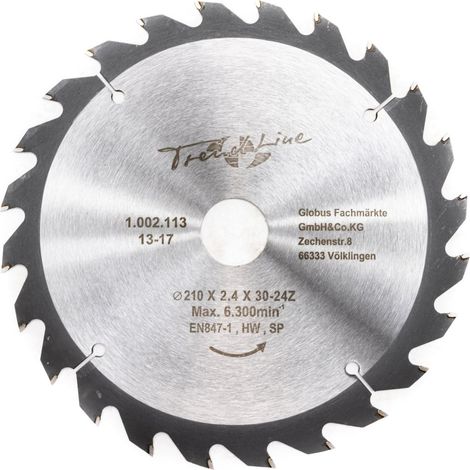 TrendLine HM-Kreissägeblatt 210 mm, Bohrung 30 mm, 24 Zähne (1/2)