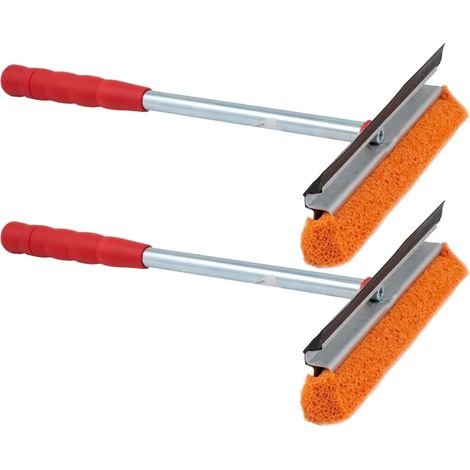 Novaliv 2X Raclette à vitres pour voiture 21 cm avec manche en métal-plastique 31 cm avec lèvre de raclette et éponge en caoutchouc raclette de
