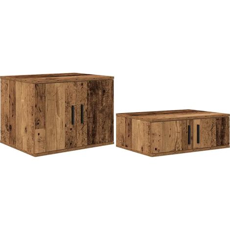 Armario de almacenamiento moderno minimalista 127 x 41 x 40 cm 2 estantes duradero de madera contrachapada madera vieja 020052108 (1/5)