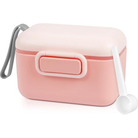 Dispensador de leche, 400 ml, dispensador portátil de leche en polvo, leche en polvo, caja de almacenamiento para leche (rosa) (1/5)