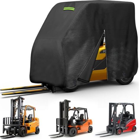 Housse de protection pour chariot élévateur, toutes saisons, imperméable, résistante au soleil, à la neige et aux UV, avec porte zippée, bandes réfléchissantes et boucle coupe-vent (1/4)