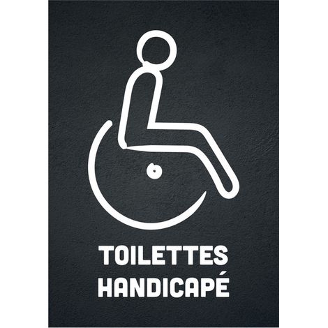 Panneau PVC "TOILETTES HANDICAPÉ" fond noir format A5 (1/3)