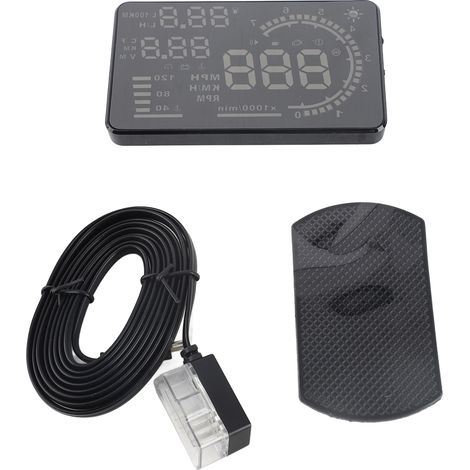 Ortviai Afficheur Tête Haute (HUD) Automobile 5,5 pouces avec Écran Couleur, Diagnostic OBD2, Affichage Vitesse/Température/Alerte Excès Vitesse (1/5)
