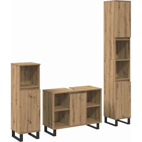 Badezimmermöbel Set mit Speicher 3 pcs Braun Holzwerkstoff (1/5)