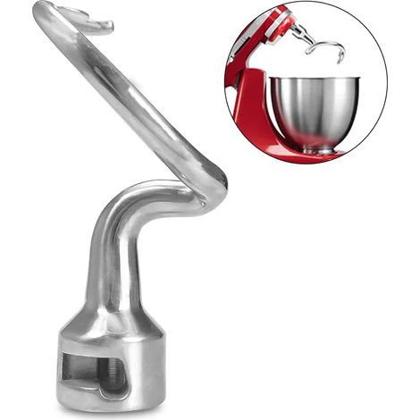 Gancio impastatore in acciaio inox compatibile con impastatrici KitchenAid da 4,5 a 5 litri, pezzo di ricambio. (1/5)