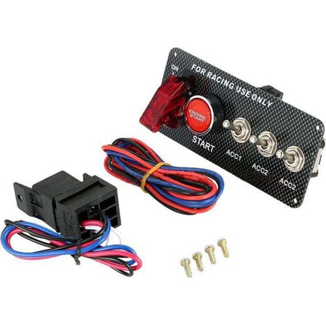 DC 12V panneau de commutateur d'allumage 5 en 1 bouton-poussoir de démarrage de moteur de voiture LED à bascule pour voiture de course (1/5)